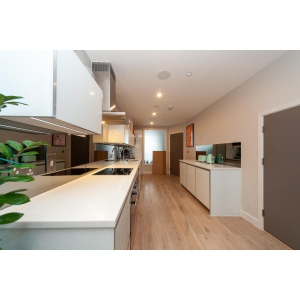 Modern Handleless Used Galley Kitchen, Miele Appliances