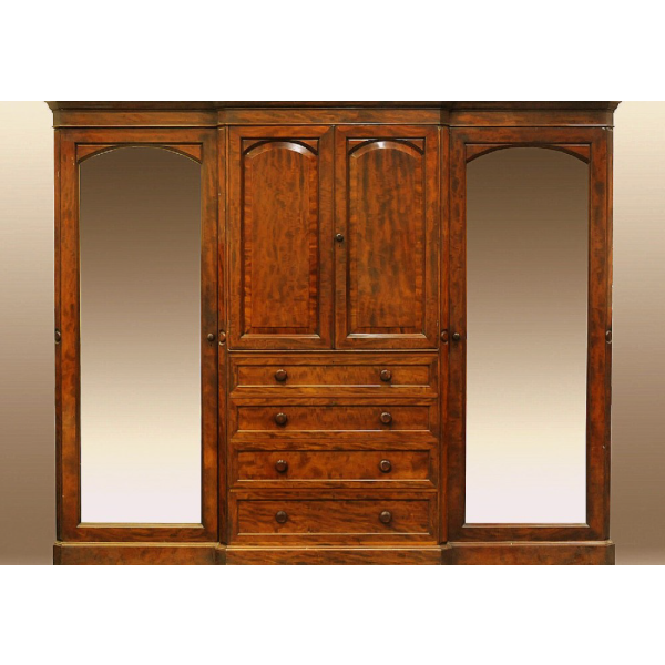 Antique Victorian Four Door Mahogany Wardrobe 