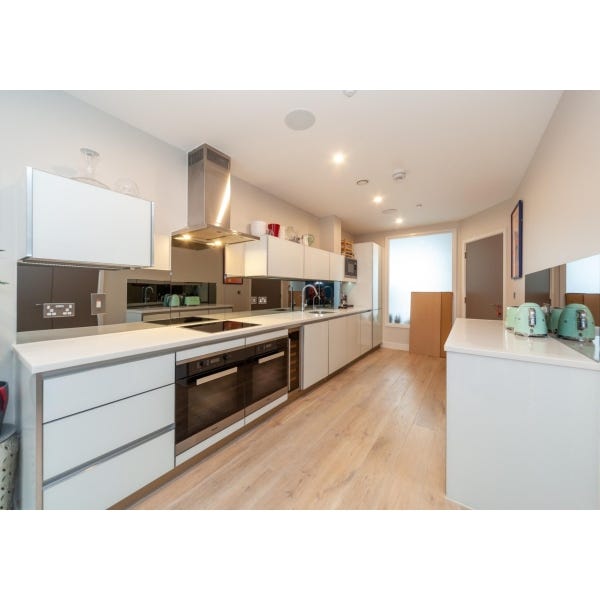 Modern Handleless Used Galley Kitchen, Miele Appliances