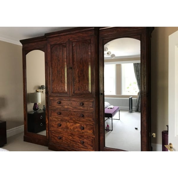Antique Victorian Four Door Mahogany Wardrobe 