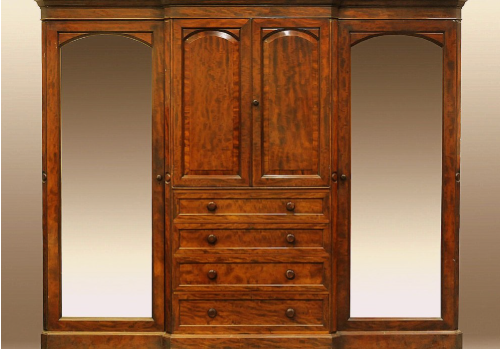 Antique Victorian Four Door Mahogany Wardrobe 