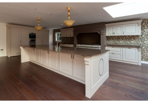 Large Raised & Fielded Used Kitchen, Bi Fold Storage