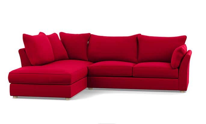 Heals Tailor Left Hand Facing Corner Sofa Melton Wool in Oxide Red